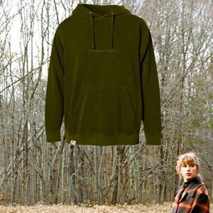 Taylor Swift Womens Size Medium Ever and Evermore Olive Green Hoodie Sweatshirt